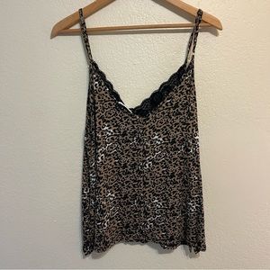 Socialite leopard print spaghetti strap blouse sz L